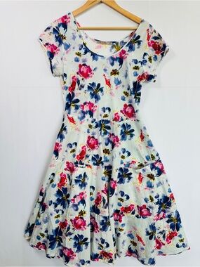 Dress Addict Floral Cotton Tiered Tea Garden Party Dress Size S